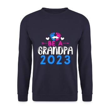 Werdender Opa 2023, 2023 werde ich Opa, 2023 Opa - Unisex Pullover - Navy - Vorne - Alina (178cm) & Michal (187cm)
