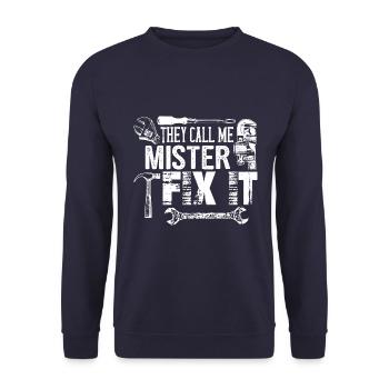 Monsieur réparez-le, L’artisan qui peut tout faire - Sweat-shirt Unisexe - marine - Devant - Alina (178cm) & Michal (187cm)