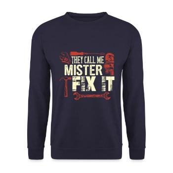 Monsieur réparez-le, L’artisan qui peut tout faire - Sweat-shirt Unisexe - marine - Devant - Alina (178cm) & Michal (187cm)