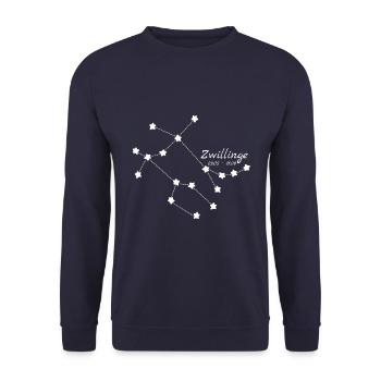 Sternzeichen Zwillinge - Sternenkonstellation - Unisex Pullover - Navy - Vorne - Alina (178cm) & Michal (187cm)