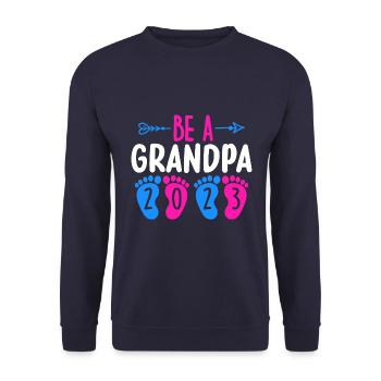 Werdender Opa 2023, 2023 werde ich Opa, 2023 Opa - Unisex Pullover - Navy - Vorne - Alina (178cm) & Michal (187cm)