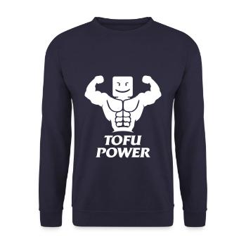 Tofu power - Vegan Power - Sweat-shirt Unisexe - marine - Devant - Alina (178cm) & Michal (187cm)