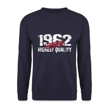 Geboren 1962 Jahrgang 1962 topfit aktiv - Unisex Pullover - Navy - Vorne - Alina (178cm) & Michal (187cm)
