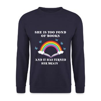 My Book smells Better than your Tablet - Unisex Pullover - Navy - Vorne - Alina (178cm) & Michal (187cm)