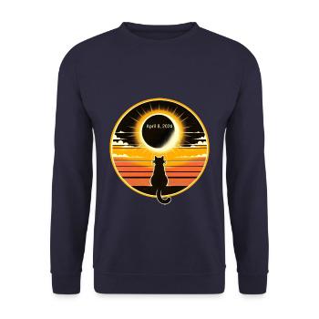 Cat Solar April 8, 2024 Eclipse Sunset - Unisex Pullover - Navy - Vorne - Alina (178cm) & Michal (187cm)