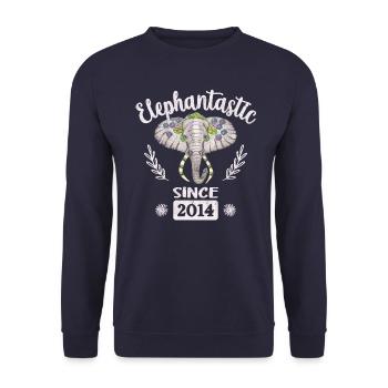 Elephantastic since 2014, elephant head adorned - Unisex Sweatshirt - navy - Front - Alina (178cm) & Michal (187cm)