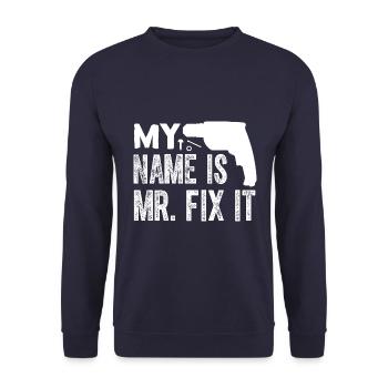 Monsieur réparez-le, L’artisan qui peut tout faire - Sweat-shirt Unisexe - marine - Devant - Alina (178cm) & Michal (187cm)