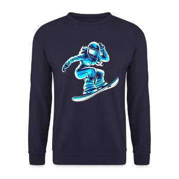snowboarderin blau weiss frauen - Unisex Pullover - Navy - Vorne - Alina (178cm) & Michal (187cm)