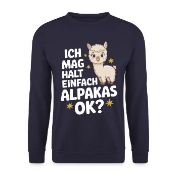 Alpaca llama alpacas animal - Unisex Sweatshirt - navy - Front - Alina (178cm) & Michal (187cm)
