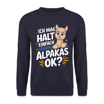 Alpaca llama alpacas animal - Unisex Sweatshirt - navy - Front - Alina (178cm) & Michal (187cm)
