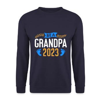 Werdender Opa 2023, 2023 werde ich Opa, 2023 Opa - Unisex Pullover - Navy - Vorne - Alina (178cm) & Michal (187cm)