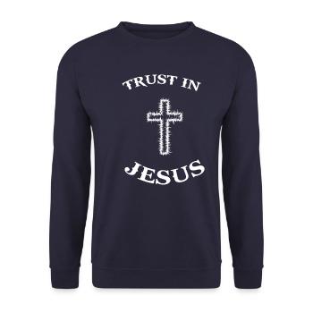 Jesus Christus Messias Religion Erlöser Gott - Unisex Pullover - Navy - Vorne - Alina (178cm) & Michal (187cm)