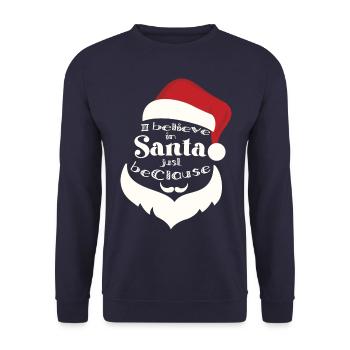 I Believe in Santa Just Beclause Christmas - Unisex Sweatshirt - navy - Front - Alina (178cm) & Michal (187cm)