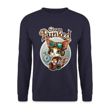 Steampunked - Unisex Pullover - Navy - Vorne - Alina (178cm) & Michal (187cm)