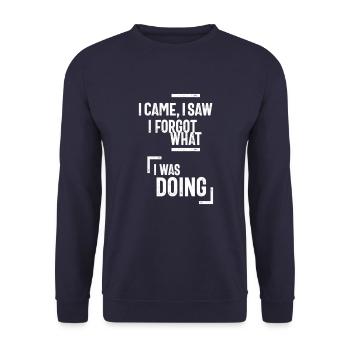 I Came, I Saw I forgot What, I Was Doing - Sweat-shirt Unisexe - marine - Devant - Alina (178cm) & Michal (187cm)