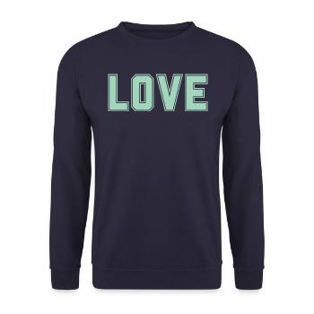 LOVE ist das Wichtigste & Stärkste im Universum - Unisex Pullover - Navy - Vorne - Alina (178cm) & Michal (187cm)