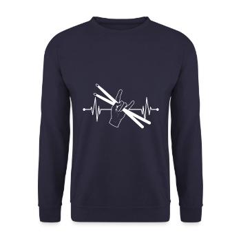 Schlagzeuger Drums and Sticks Herzschlag - Unisex Pullover - Navy - Vorne - Alina (178cm) & Michal (187cm)