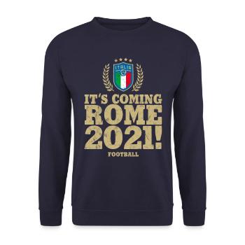 ITALY, ITALIA FOOTBALL ITS COMING ROME USED LOOK - Unisex Sweatshirt - navy - Front - Alina (178cm) & Michal (187cm)