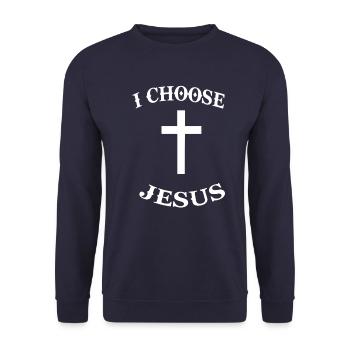 Jésus Religion Christianisme Croix Dicton - Sweat-shirt Unisexe - marine - Devant - Alina (178cm) & Michal (187cm)