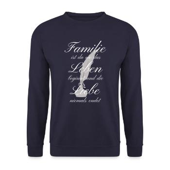 Familie ist wo Leben beginnt. - Unisex Pullover - Navy - Vorne - Alina (178cm) & Michal (187cm)