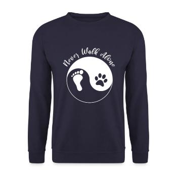 Never Walk Alone - Hundeliebe grenzenlos - Unisex Pullover - Navy - Vorne - Alina (178cm) & Michal (187cm)