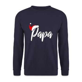 Weihnachten Papa Outfit - Unisex Pullover - Navy - Vorne - Alina (178cm) & Michal (187cm)
