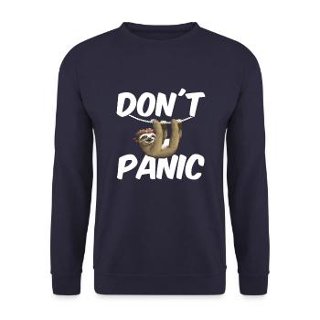 Sloth Don't Panic - Unisex Sweatshirt - navy - Front - Alina (178cm) & Michal (187cm)