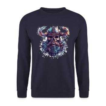 Viking Skull - Unisex Sweatshirt - navy - Front - Alina (178cm) & Michal (187cm)
