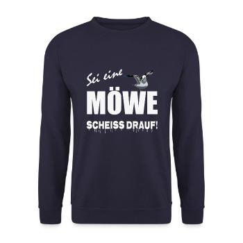 Sei eine Möwe scheiss drauf - Unisex Pullover - Navy - Vorne - Alina (178cm) & Michal (187cm)