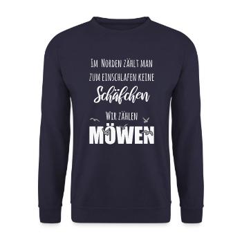Im Norden zählen wir Möwen - Unisex Pullover - Navy - Vorne - Alina (178cm) & Michal (187cm)