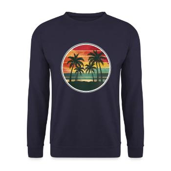 Tropical Beach Sunset. - Unisex Sweatshirt - navy - Front - Alina (178cm) & Michal (187cm)