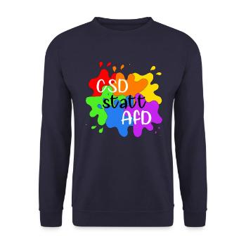 CSD statt AfD - Unisex Pullover - Navy - Vorne - Alina (178cm) & Michal (187cm)