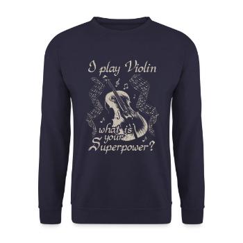 Geige Violine Orchester Geigerin Geiger Geschenk - Unisex Pullover - Navy - Vorne - Alina (178cm) & Michal (187cm)