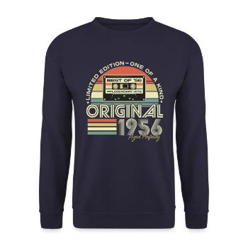 1956 Né Vintage Anniversaire Rétro - Sweat-shirt Unisexe - marine - Devant - Alina (178cm) & Michal (187cm)