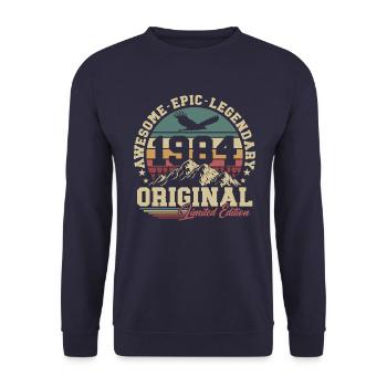 Original 1984 Vintage Cadeau d’anniversaire Rétro - Sweat-shirt Unisexe - marine - Devant - Alina (178cm) & Michal (187cm)