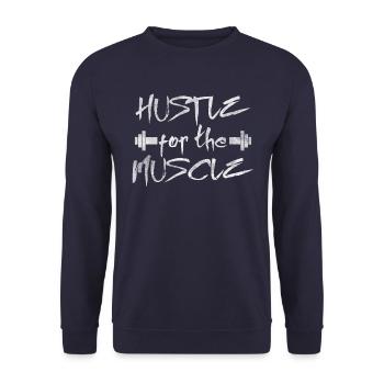 Hustle for the Muscle - Unisex Sweatshirt - navy - Front - Alina (178cm) & Michal (187cm)