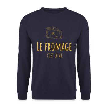 Le fromage c'est la vie | amateur de fromage - Sweat-shirt Unisexe - marine - Devant - Alina (178cm) & Michal (187cm)