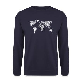 World Map White circles - Unisex Sweatshirt - navy - Front - Alina (178cm) & Michal (187cm)