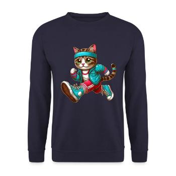 Cat jogging marathon running design - Unisex Sweatshirt - navy - Front - Alina (178cm) & Michal (187cm)