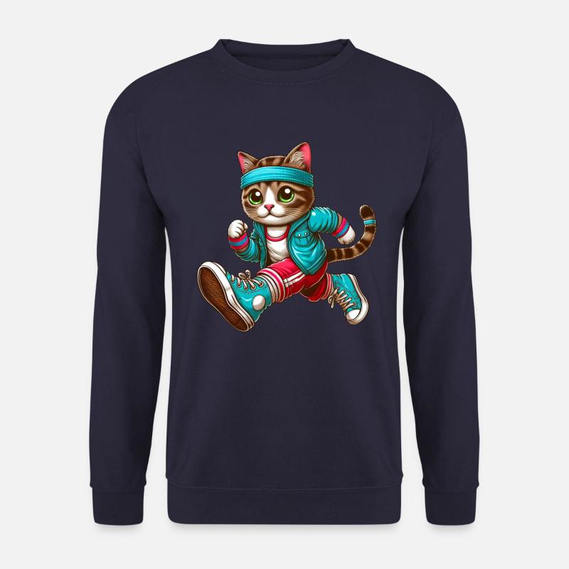 Cat jogging marathon running design - Unisex Sweatshirt - navy