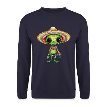 Cinco de Mayo Alien Außerirdischer Feier Design - Unisex Pullover - Navy - Vorne - Alina (178cm) & Michal (187cm)