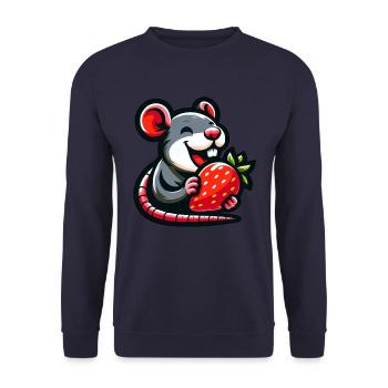Sweet Mouse with Rat and Strawberry Fruit Fruity - Unisex Sweatshirt - navy - Front - Alina (178cm) & Michal (187cm)