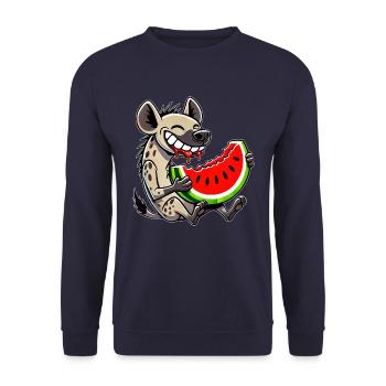 Cute hyena with watermelon cartoon fruit summer - Unisex Sweatshirt - navy - Front - Alina (178cm) & Michal (187cm)