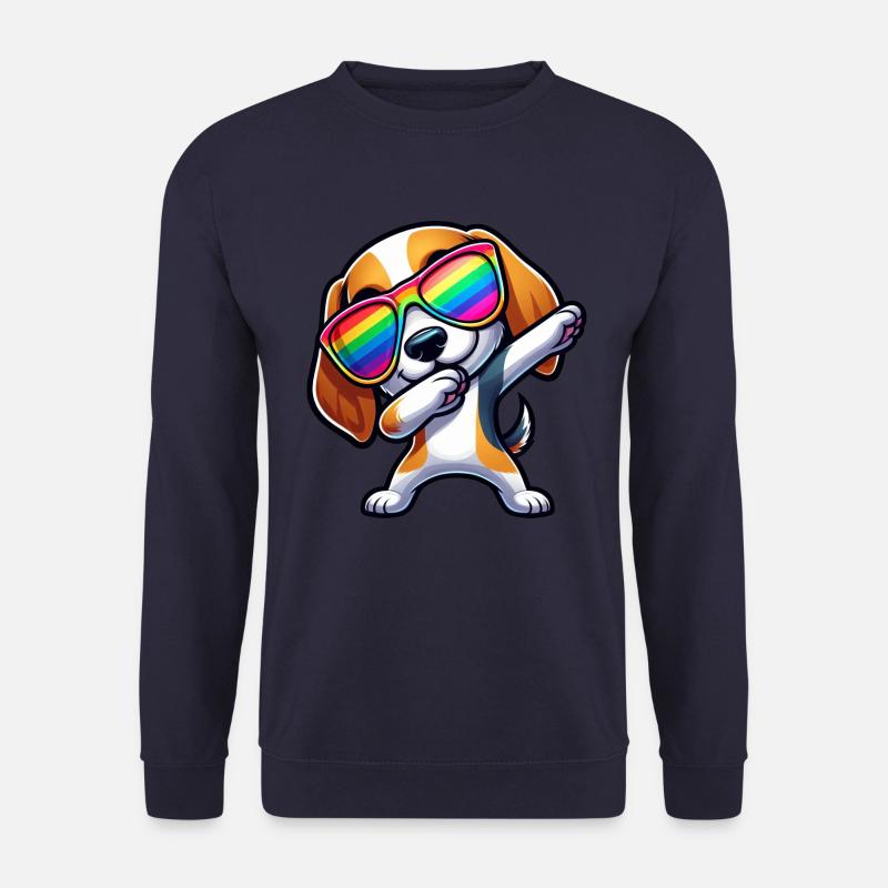Cooler Beagle Dab Sonnenbrille Regenbogen - Unisex Pullover - Navy