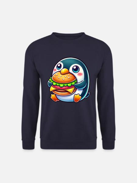 Süßer Pinguin Burger Cartoon Fast Food - Unisex Pullover - Navy