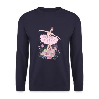 Ballerine Jeune Femme Fleurs Roses Danse - Sweat-shirt Unisexe - marine - Devant - Alina (178cm) & Michal (187cm)
