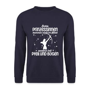 Echte Prinzessinen Kommen Nicht Im Kleid Schütze - Unisex Pullover - Navy - Vorne - Alina (178cm) & Michal (187cm)