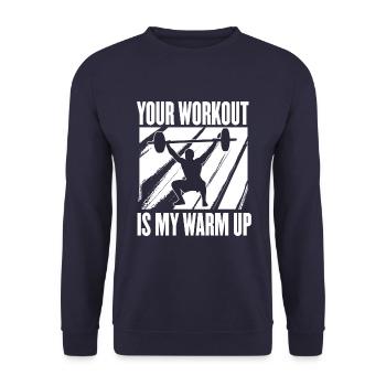 Dein Training Ist Mein Aufwärmen Gewichtheben - Unisex Pullover - Navy - Vorne - Alina (178cm) & Michal (187cm)