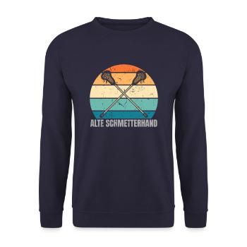 Lacrosse Ball Sticks Old Coach Guy Goal Training - Unisex Pullover - Navy - Vorne - Alina (178cm) & Michal (187cm)