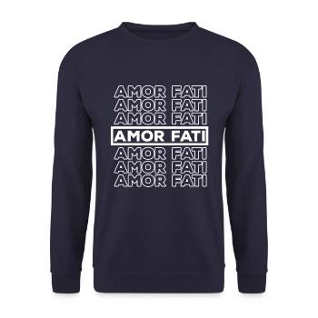 Cupid Fati No Mercy Down Under Philosophy - Unisex Sweatshirt - navy - Front - Alina (178cm) & Michal (187cm)